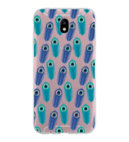 PrintiFy Samsung Galaxy J7 Pro ile Uyumlu 1mm Slim Fit Nazar Boncuğu 4 Baskılı Şeffaf  Kılıf