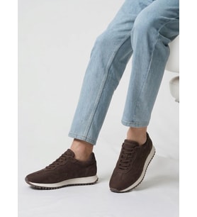 Shoetyle - Hakiki Nubuk Deri Kahverengi Erkek Sneaker - 666-02-18