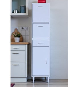 Eliusta Solaira 35 cm Genişlik Kapaklı Mutfak Dolabı 3 Kapaklı, Çekmeceli Çok Amaçlı Mutfak/Banyo Dolabı (Beyaz)