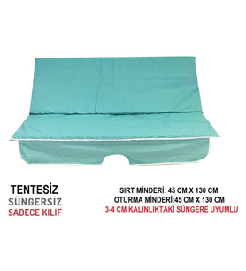 Süngersiz(TENTESİZ)Salıncak Minder Seti (2 KİŞİLİK) Kılıf-SU YEŞİLİ