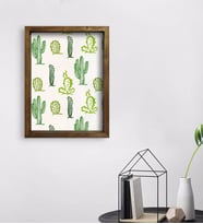 BK Gift Kaktüs Tasarımlı Doğal Masif Ahşap Çerçeveli Tablo 45x65cm-18