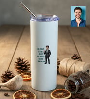 Kişiye Özel Karikatürlü Just Worked Hard Pipetli Çelik Matara Doğum Günü Hediyesi