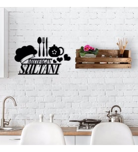 BK Home Dekoratif Doğal Ahşap Raf ve Mutfak Duvar Süsü-8 (Siyah)