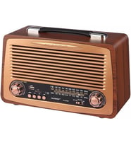 Büyük Boy Retro Radyo Taşınabilir Bluetooth Speaker Ve Hoparlör Klasik Antika Tarzı İç ve Dış Mekan Multiband USB Girişli Dekoratif Klasik Radyo 30,5x18x11,5 cm 3299BT (Koyu Kahverengi)