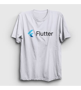 Presmono Unisex Beyaz Logo Flutter Yazılım Programlama T-Shirt 442678tt (Beyaz)