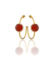 Kadir Jewellery 22 Ayar Altın Kaplama Kadın Taşlı Küpe -El İşçiliği Ve Hipoalerjenik Küpe