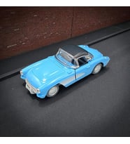 Nostaljik Metal Çek Bırak Mavi 1957 Chevrolet Corvette Araba Kapılar Açılır