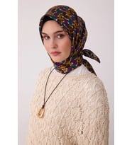 Belli Karma Desenli Twill İpek Eşarp 4402D