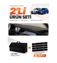 e-biz RENAULT CAPTUR 2 (2019-2024) Uyumlu Torpido Örtüsü + Tay Tüyü Bagaj Çantası - Siyah - RE036
