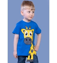 Toontoy Erkek Çocuk Zürafa Baskılı Tişört (Saks)