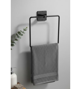Siyah Kare Yapışkanlı Havluluk Banyo Pratik Askılık