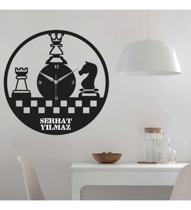 Kişiye Özel Satranç Temalı Duvar Saati