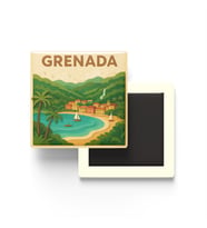 Grenada - Grenada - Paper Cut Art - Baskılı Buzdolap Magneti Kare - 9x9 cm