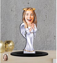 Kişiye Özel Karikatürlü Anneler Günü Hediyesi - Melek Annem Ahşap Biblo