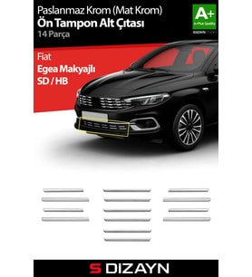 Fiat Egea Krom Ön Tampon Alt Çıtası Diamond Model 14 Prç. 2020 Üzeri (Mat Krom) A+ Kalite