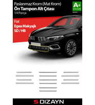Fiat Egea Krom Ön Tampon Alt Çıtası Diamond Model 14 Prç. 2020 Üzeri (Mat Krom) A+ Kalite