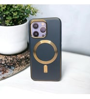 Iphone 13 Pro Bra Marka Lüx Klasik Magsafe Özellikli Telefon Kılıfı (Mavi)