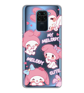 Xiaomi Redmi Note 9 Uyumlu Melody Kuromi Desenli Şeffaf Telefon Kılıfı