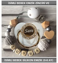 Sahi Aksesuar İsimli Bebek Emzik Zinciri ve Bebek Silikon Emzik