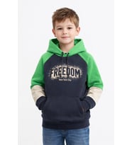 Monox Erkek Çocuk Feedom Baskılı 3 İplik Şardonlu Kapşonlu Sweatshirt (Yeşil)