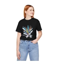 Unisex Bisiklet Yaka Baskılı T-Shirt - Siyah
