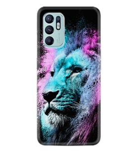 Oppo Reno 6 Kılıf Silikon Desen Özel Seri Pink Blue Leon 1603