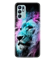 Oppo Reno 6 Kılıf Silikon Desen Özel Seri Pink Blue Leon 1603