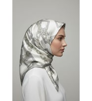 Parlak Royan Eşarp Beyaz Krem