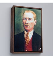 Çerçeveli Atatürk Portre Tablosu Mustafa Kemal Atatürk Dikdörtgen Dekoratif Kanvas Tablo (Siyah)