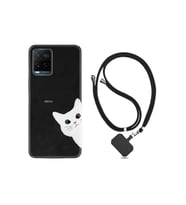 Vivo V21 Kılıf Resimli Desenli Silikon Boyun Askılı Çılgın Kedi 1895
