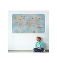 Eğitici Dünya Haritası Dünya Atlası Çocuk Ve Bebek Odası Duvar Sticker-3828-60x105
