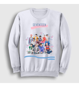 Presmono Unisex Beyaz Band K Pop Seventeen Sweatshirt 547938tt