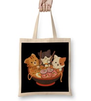 Kawaii Cute Anime Cats Otaku Japanese Ramen Noodles Gift Bez Çanta Uzun Saplı