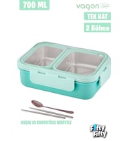 700 ML Tek Kat İki Bölmeli Metal Kaşıklı Sefer Tası