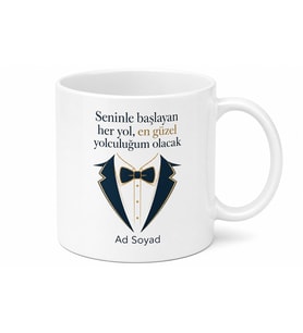 Damat Adayı İçin Özel Tasarım Seramik Baskılı Kupa Bardak Düğün Hazırlık Hediyesi