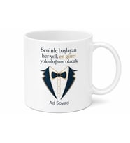 Damat Adayı İçin Özel Tasarım Seramik Baskılı Kupa Bardak Düğün Hazırlık Hediyesi
