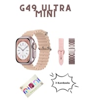 G49 Ultra Mini Amoled Ekranlı 3 Kordonlu Şık Tasarımlı 41 mm Kadın Akıllı Saat (Rose)