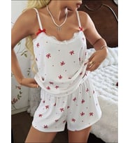 Fantezia Night Kadın Ekru İnce Askılı Şortlu Pijama Takımı 5244