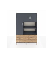 Hyperion Dolap 7 Raflı 5 Çekmeceli 3 Kapaklı 132x44x195 Antrasit-Antrasit/Çam
