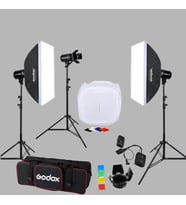Godox E250 3'lü Paraflaş Set + Çekim Çadırı 60x60 cm