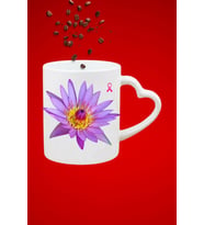 Lotus Çiçeği  Baskılı 8 Mart Hediye Kalp Kupa Bardak Porselen Çay Kahve Fincanı