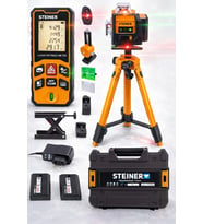 Profesyonel 12 Köşe Yeşil Çizgi Lazer Otomatik Hizalama Çantalı + 50MT Lazer Metre + Tripod