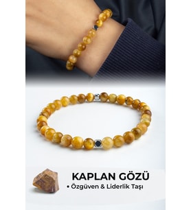 Kaplan Gözü Doğal Taş Sarı Küre Kesim 6mm Bileklik