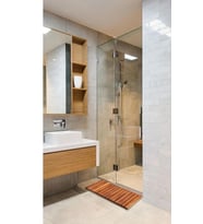 Ahşap Paspas Banyo Paspası Duşakabin Lavabo Kapı Önü Paspas 68x40 cm Büyük Boy (Siyah)