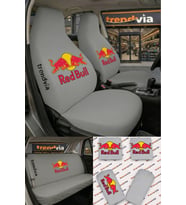 Red Bull Logolu Oto Koltuk Kılıfı Ön Arka Set – Penye Universal Koltuk Koruyucu Servis Kılıfı
