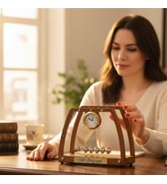 Kişiye Özel İsim Yazılı Ahşap Newton's Cradle Masa Saati ve Dekoratif Ofis Aksesuarı