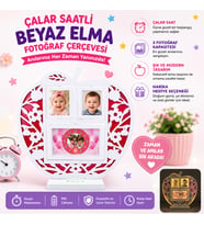 Çalar Saatli Beyaz Elma Fotoğraf Çerçevesi(resim baskısı dahil)