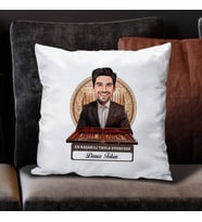 Kişiye Özel Hediye Karikatürlü Erkek Tavla Oyuncusu Yastık