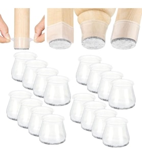 36 Adet (2Cm - 2,5 Cm) Keçeli Silikon Yarı Saydam Mobilya Sandalye Kaydırmaz Zemin Koruyucu,Beyax