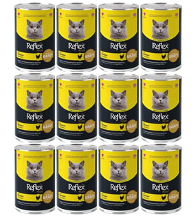 Reflex Plus Gravy Tavuklu Sos İçinde Et Parçacıklı Kedi Konservesi 400 Gr*12 ADE